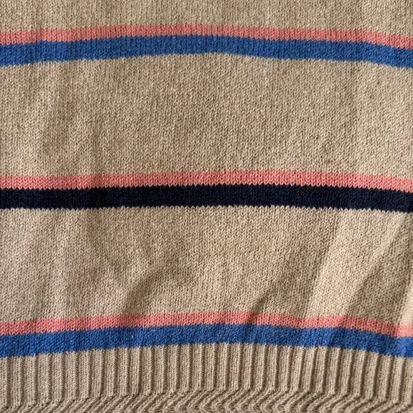 Faherty Beige Sweater with Blue and Pink Stripes - Picture 3 of 4